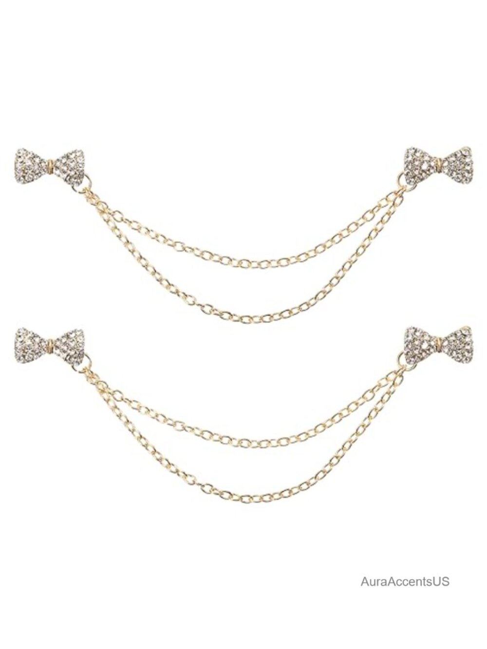 Retro Bowtie Sweater Clips Cardigan Shawl Clips Gold Alloy Brooch Pin